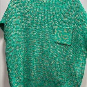 JODIFL Green Crew Neck Sweater with Ribbed Knit